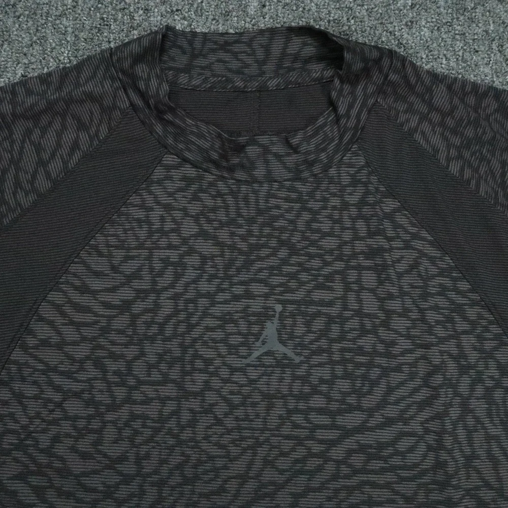 Jordan Shirt Mens XXL Black Gray Dri FIT ADV Sport Long Sleeve Elephant Print